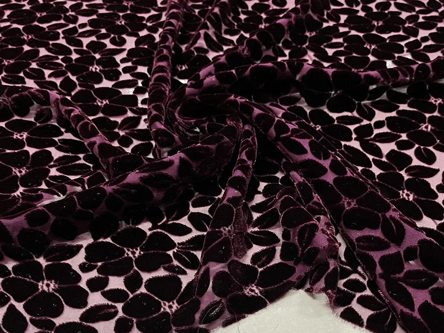 Designer Cloth Silk Velvet Flower Cut Clothing Fabric 6 Colors Silk Hollow out Pleuche Cloth Cheongsam Dress