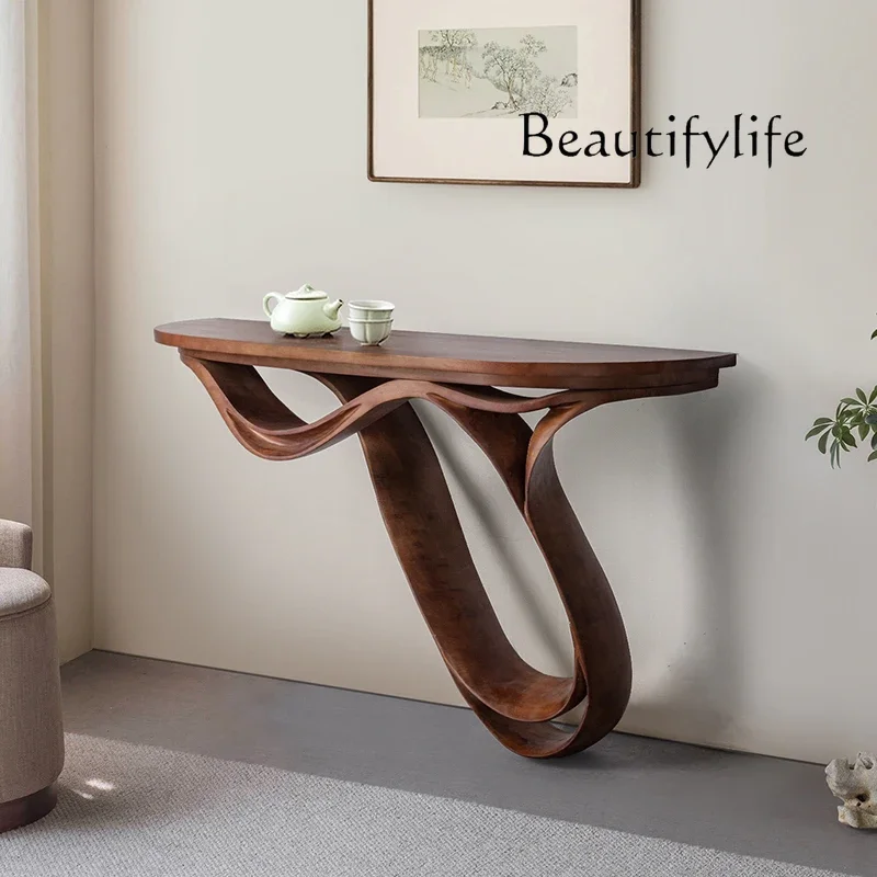 

Art entrance table Middle antique solid wood entrance platform door entrance Decorative end view platform