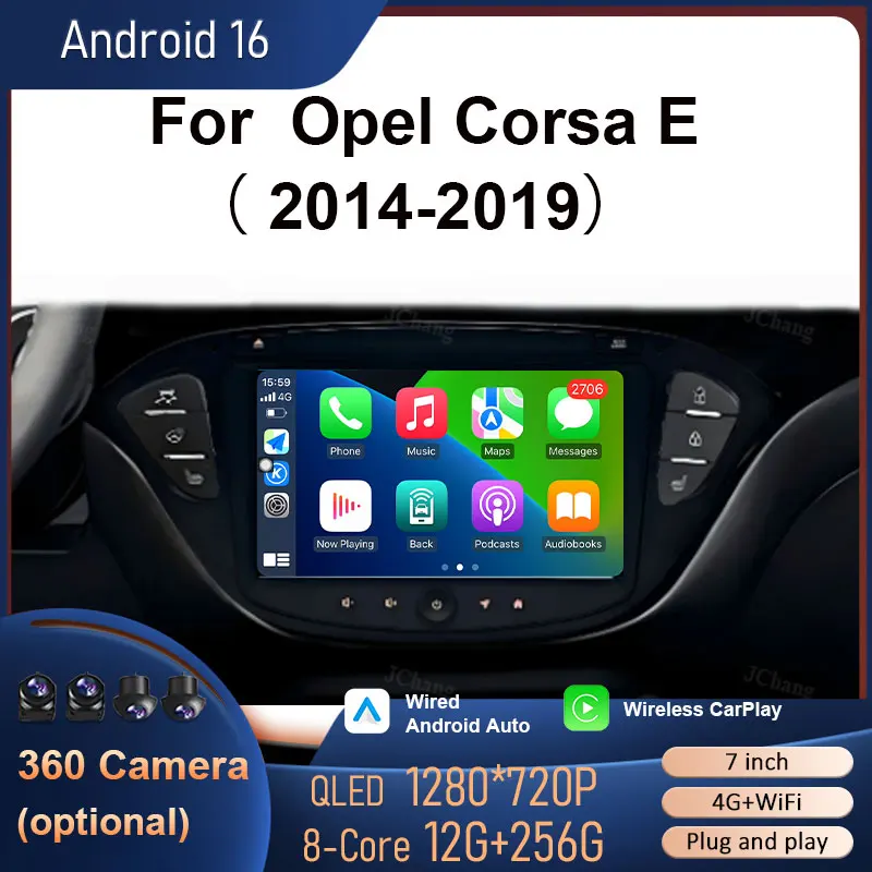 8 inch for Opel Corsa E 2014 - 2019  Android  Auto  Car  Radio  Mutimedia  Player GPS Navigation Bluetooth  4G  DSP  WFi  QLED