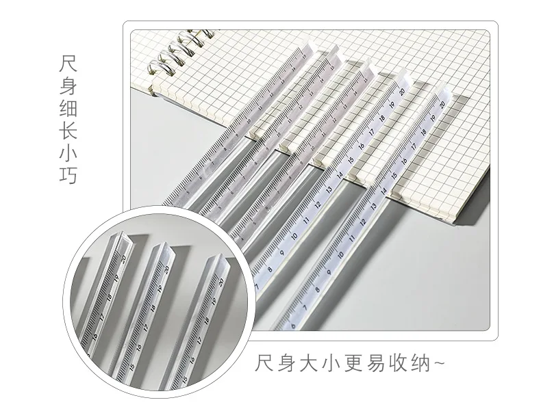10PCS Transparent Triangle Ruler School and Office Supplies Stationery