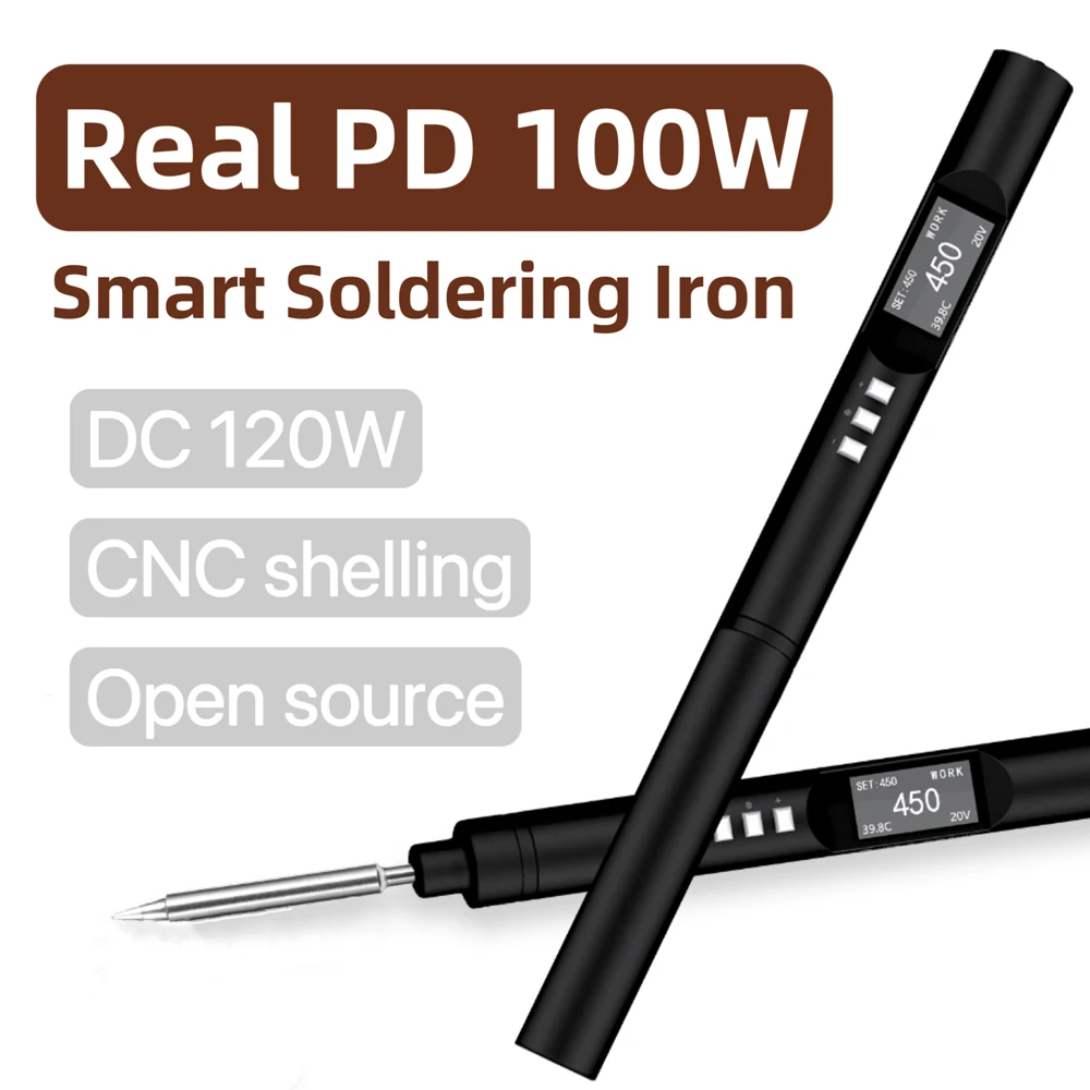 PTS200 Smart Soldering Iron 100W Max PD2.0/3.0 ESP32 Open Source Compatible with TS100 TS101/Pine64 Pinecil V2 V3 Soldering Iron