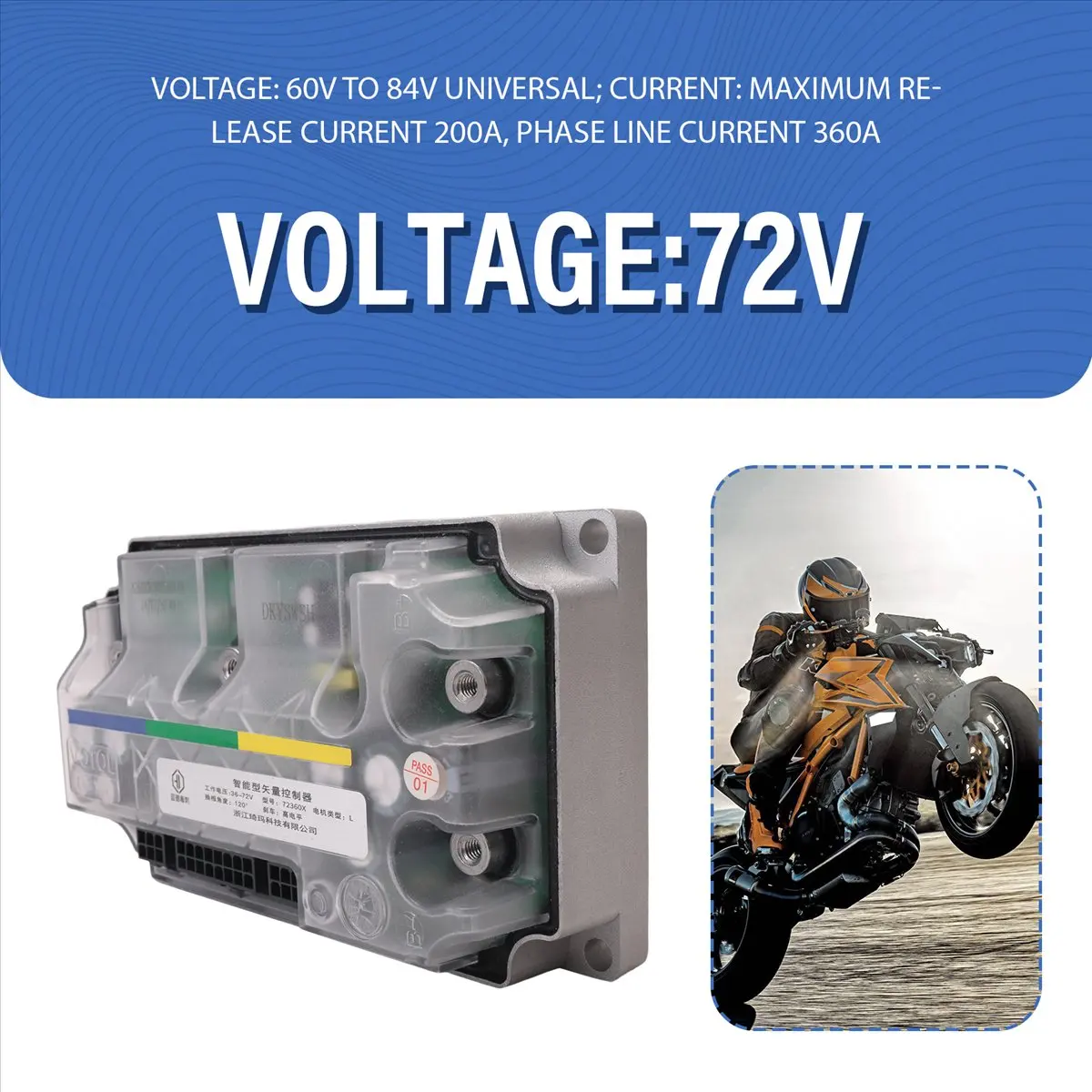 Super Sale Intelligent Programmable EM100GTS 72360S 200A 3kw Brushless DC Controller QS Motor Electric Motorcycle Motor Scooter