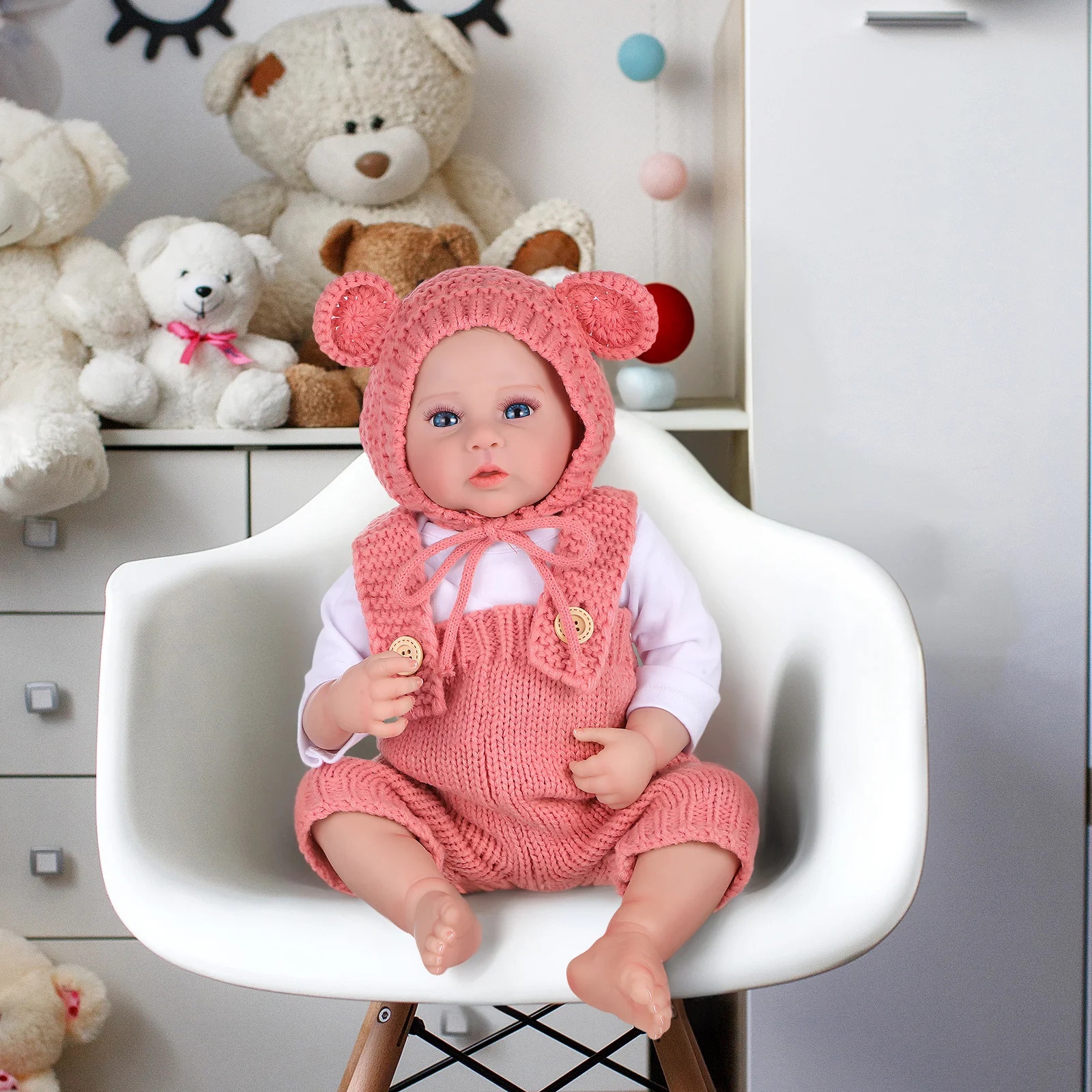 

19 Inch Lifelike Baby Realistic Soft Vinyl Newborn Reborn With Feeding Kit Clothes Accessories Kidsbabydoll For Kidsdolls For