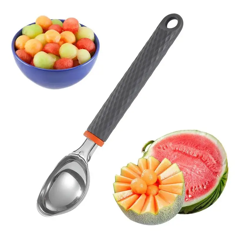 Ice Cream Scooper With Triger Stainless Steel Multi Use Melon Baller Wear Resistant Dough Scooper Kitchen Tools For Watermelon