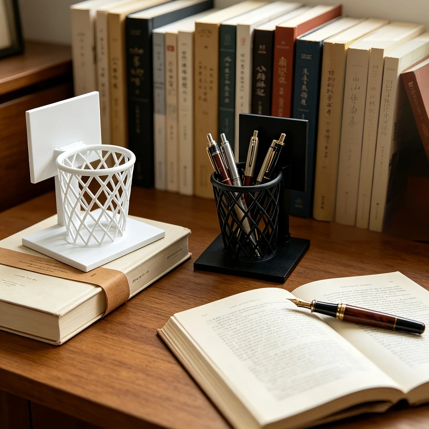 Basketball hoop-shaped pen holder, portable and practical stationery storage, suitable for home and office desktop use