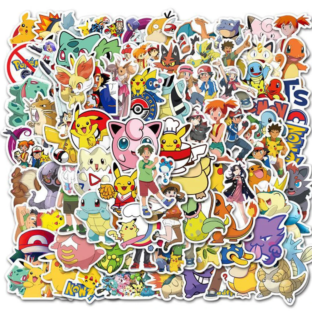 10/30/50/100pcs Cool Pokemon Anime Stickers Cute Pikachu Gengar Squirtle Decals Phone Skateboard Laptop Sticker Fun for Kids Toy