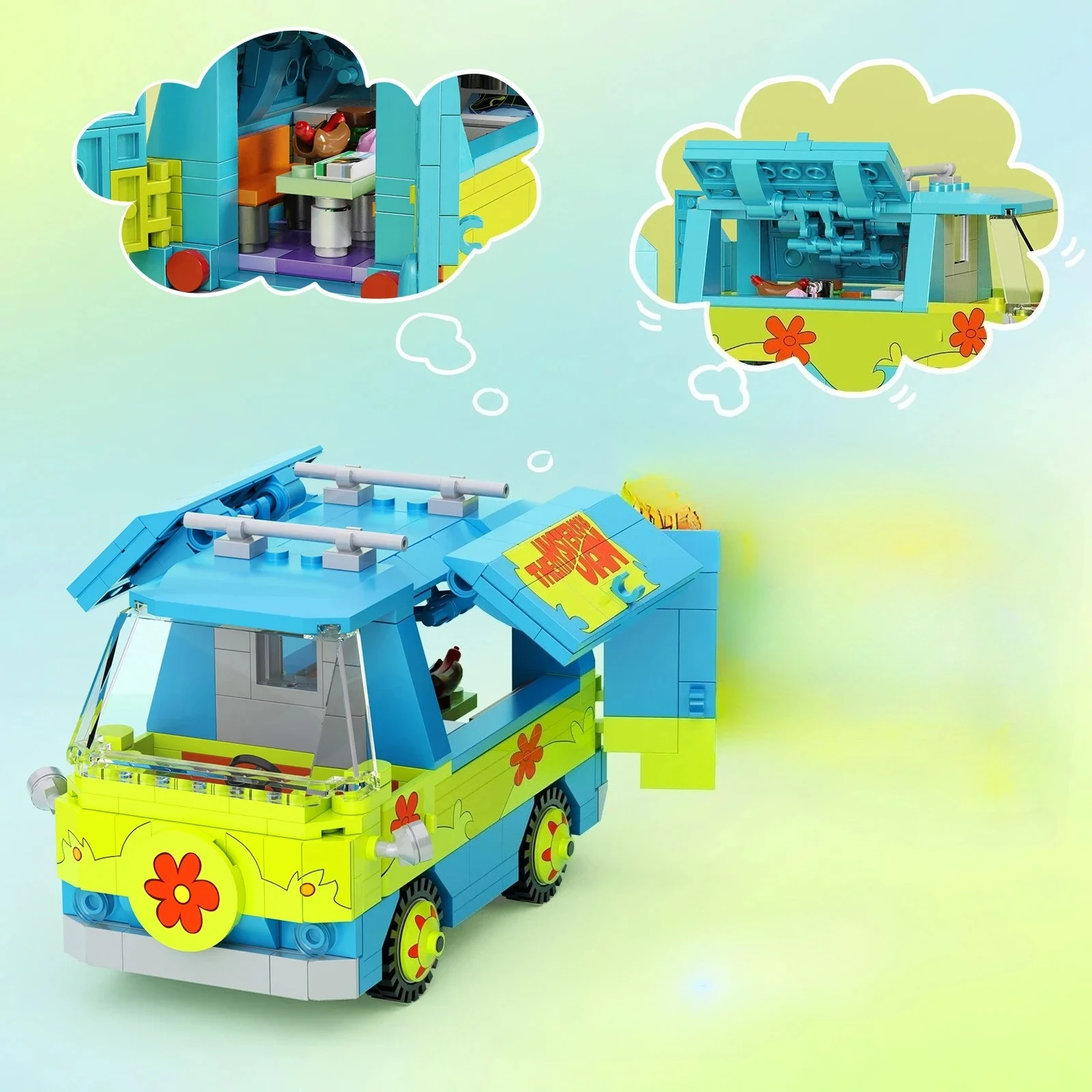 

Mystery Van Building Blocks Set - Detective Adventure Car Model Educational STEM Toy Classic Cartoon Vehicle Kids Adults Gift
