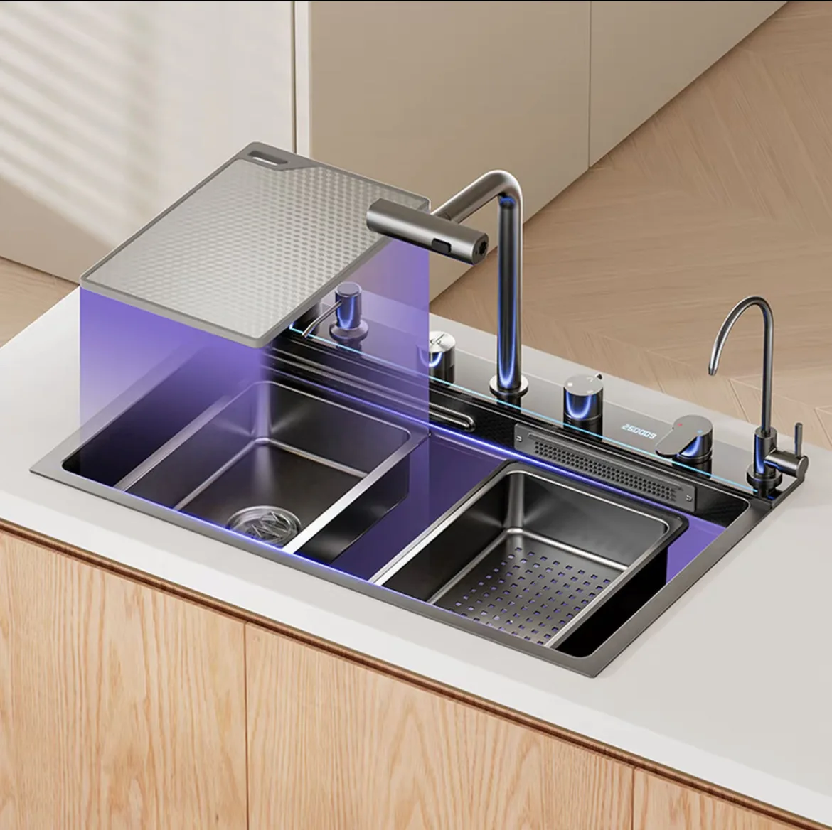Star of Neptune High-End Luxury Multifunctional Intelligent Kitchen Accessories Sink with Free Combination Faucet New Style