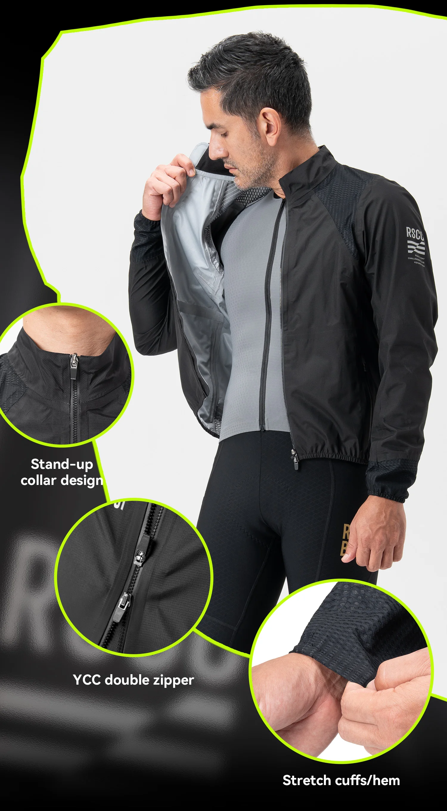 ROCKBROS Regenjacke Warme Sportliche Wasserdichte Jacke Outdoor Schnelltrocknende Atmungsaktive TPU-Laminierjacke Wander- und Fahrradbekleidung – Detail 7
