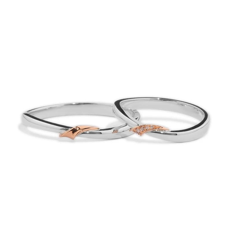 Silk Touch Pure 18K/14K/10K Gold & PT950 Platinum Diamond Couple Rings, Luxurious Wedding/Engagement Gift