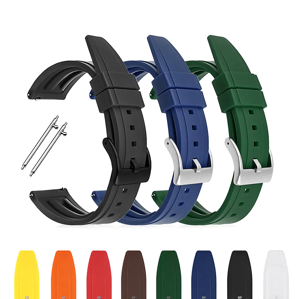 

Diver Silicone Watch Strap 20mm 22mm 24mm 26mm Waterproof Sport Rubber Watch Band Black Blue Quick Release Wristband