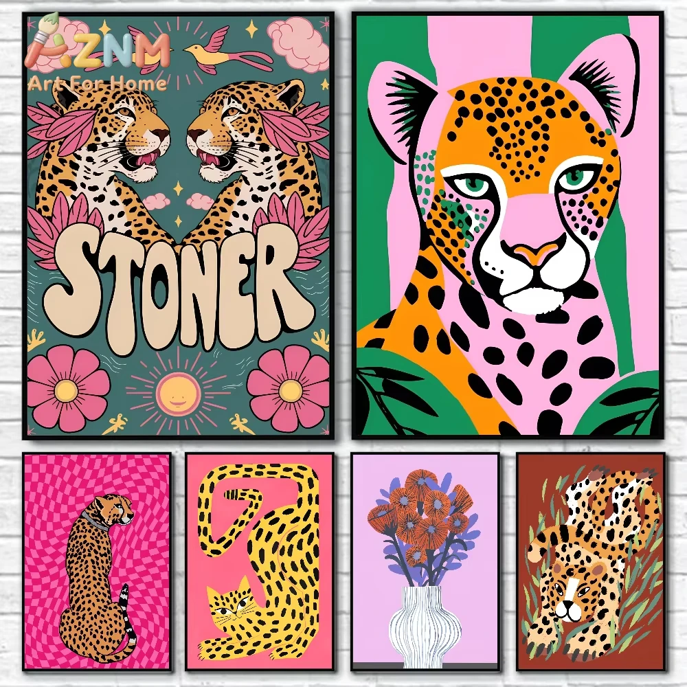 

Постер с изображением диких леопардов и тигров, 1 шт., для дома, гостиной, спальни, прихожей, бара, кафе, художественная картина, декор