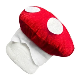 Warm Mushroom Character Hat Soft Plush Headgear Hat for Party Wear Casual Outfit Headgear Hat for All Head Sizes