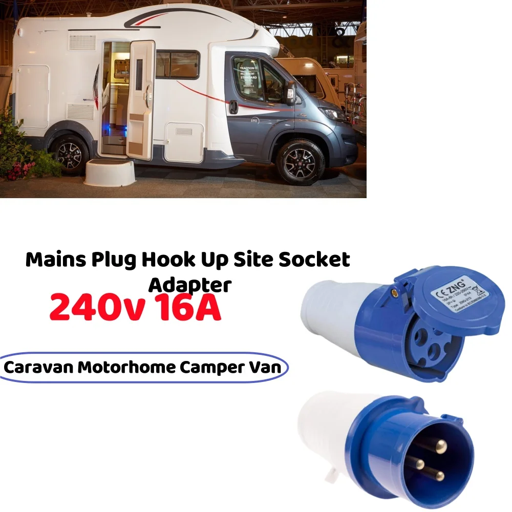 

Mains Plug Hook Up Site Socket Adapter 240v 16A Explosion-Proof Plugs for Caravan Motorhome Campervan Electronics Accessories