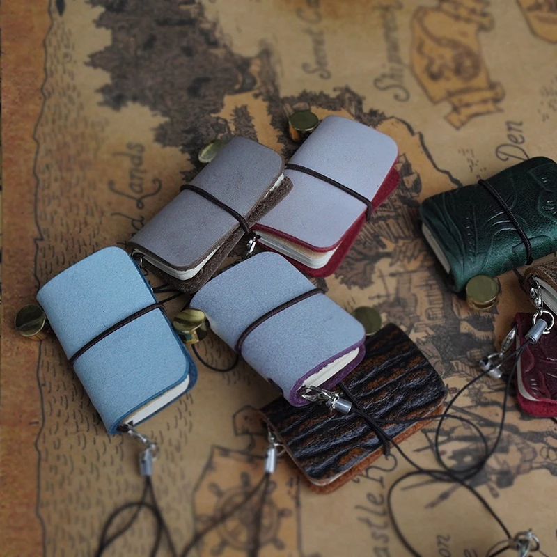 Vintage Mini Leather Pocket Notebook Creative Retro Notepad Travel Diary Planner With Keychain For Student Office Stationery