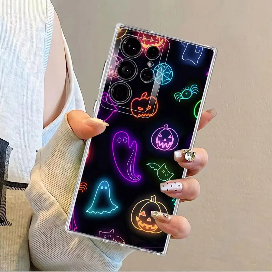 Casing untuk Samsung Galaxy S23 Ultra S25 Edge S24 S22 FE S21 Note 20 Ultra 10 S20 Plus Sampul Ponsel Lembut Lucu Halloween