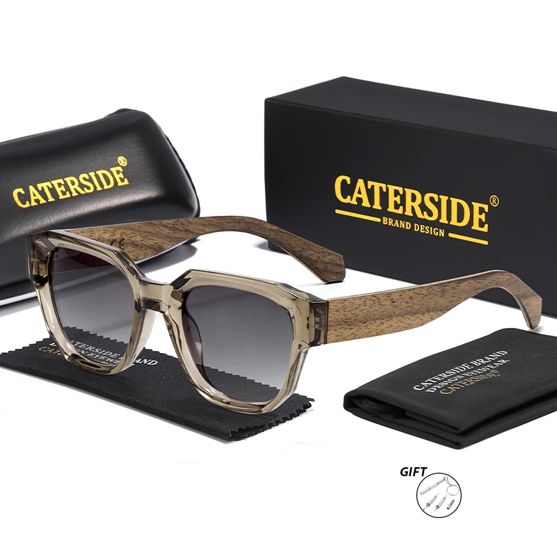 CATERSIDE Fashion الرجال العدسات البصرية النظارات الشمسية الصلبة خشبية معبد وصفة طبية نظارات شمسية المرأة السفر في الهواء الطلق نظارات