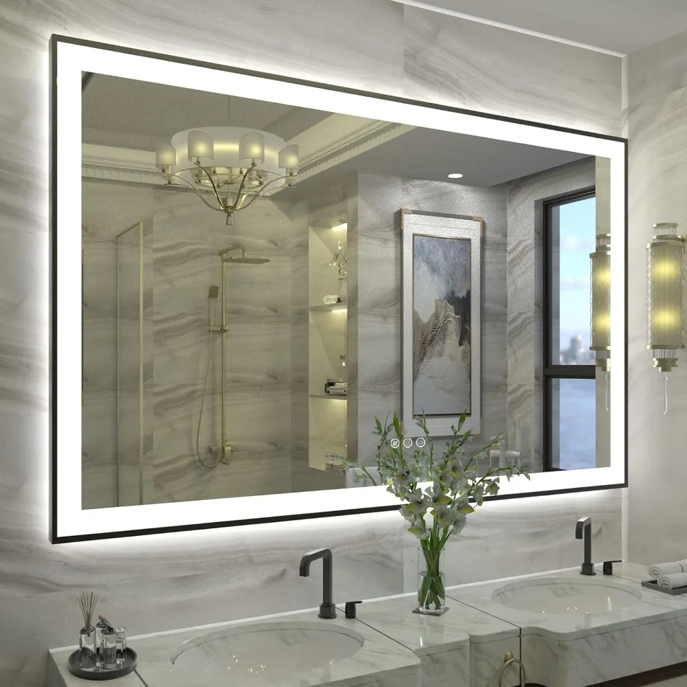 

lluminated Vanity Mirrors with Lights for Wall, Front Lighted and Backlit, Dimmable, Anti-Fog, Memory, Shatterproof, espejo