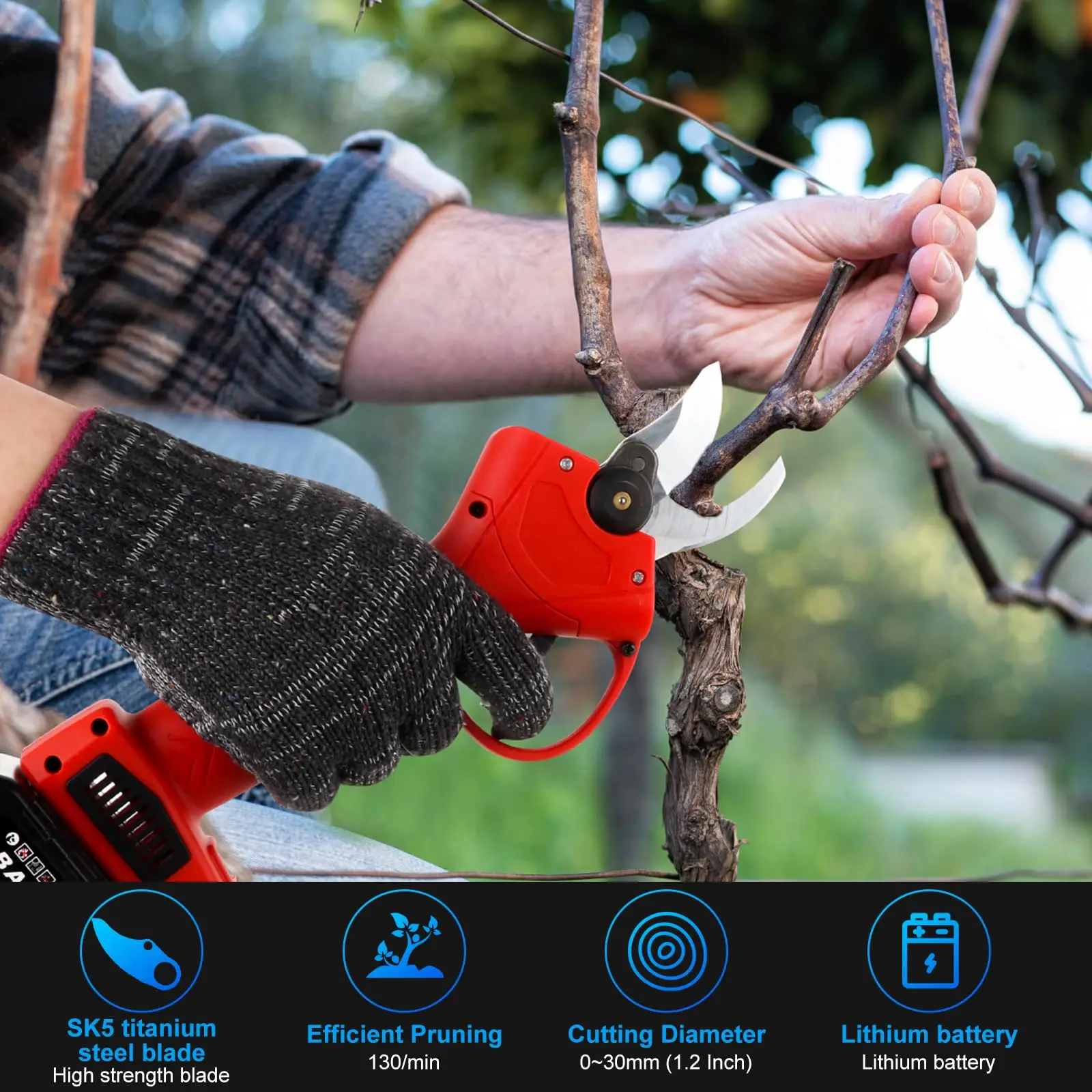 Garden Electric Pruning Shears Cordless Pruning Shears With 21V Rechargeable Battery Powered Pruner