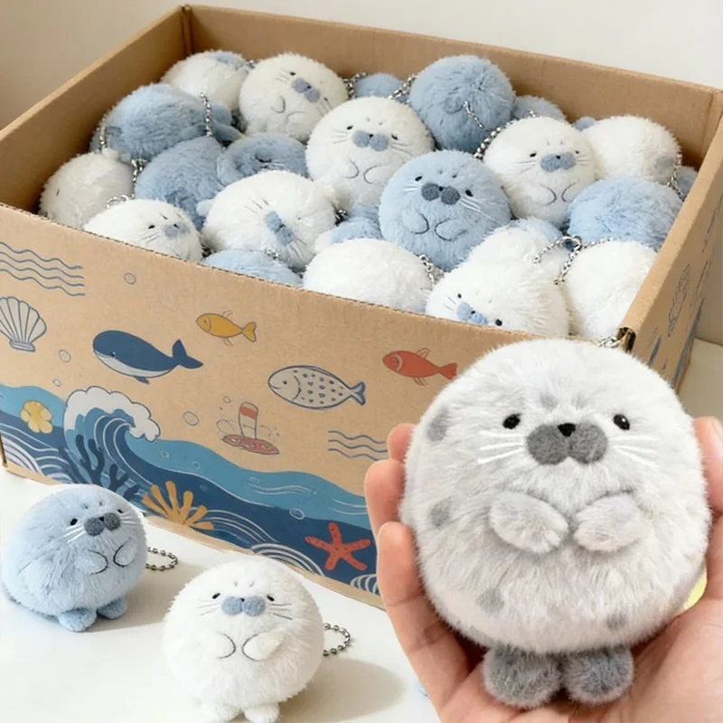 Llavero de Peluche de Foca Bebé, Colgante para Bolsa, Muñeco de Foca Pequeña, Llavero de Peluche de Foca Blanca Estilo Caricatura, Decoración para Mochila