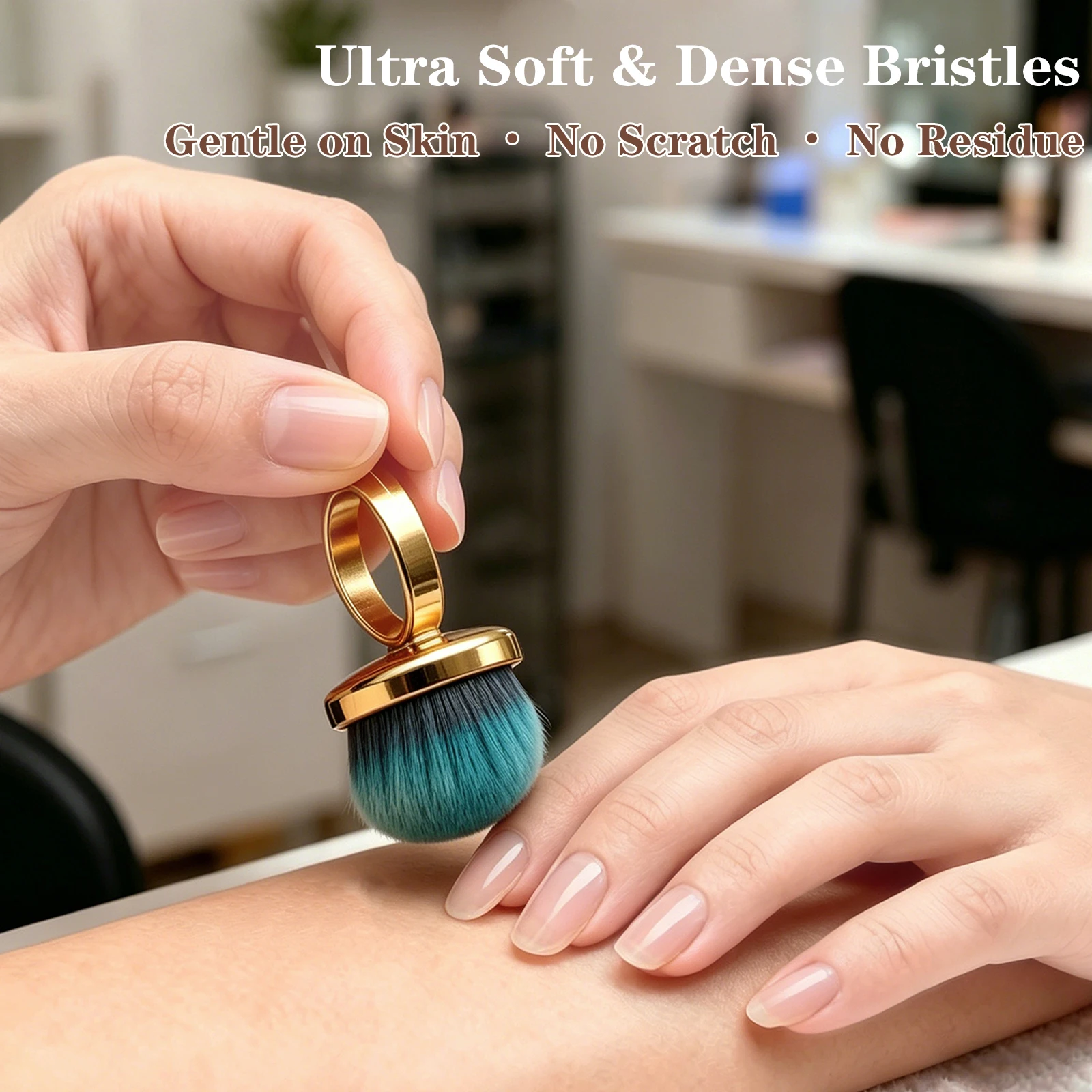 Metallring-Nagelstaubbürste, Freihändige Fingerreinigungsbürste mit Weichen, Dichten Borsten für Acryl-Gel-Dip-Puder-Entfernung im Salon und zu Hause – Detail 8