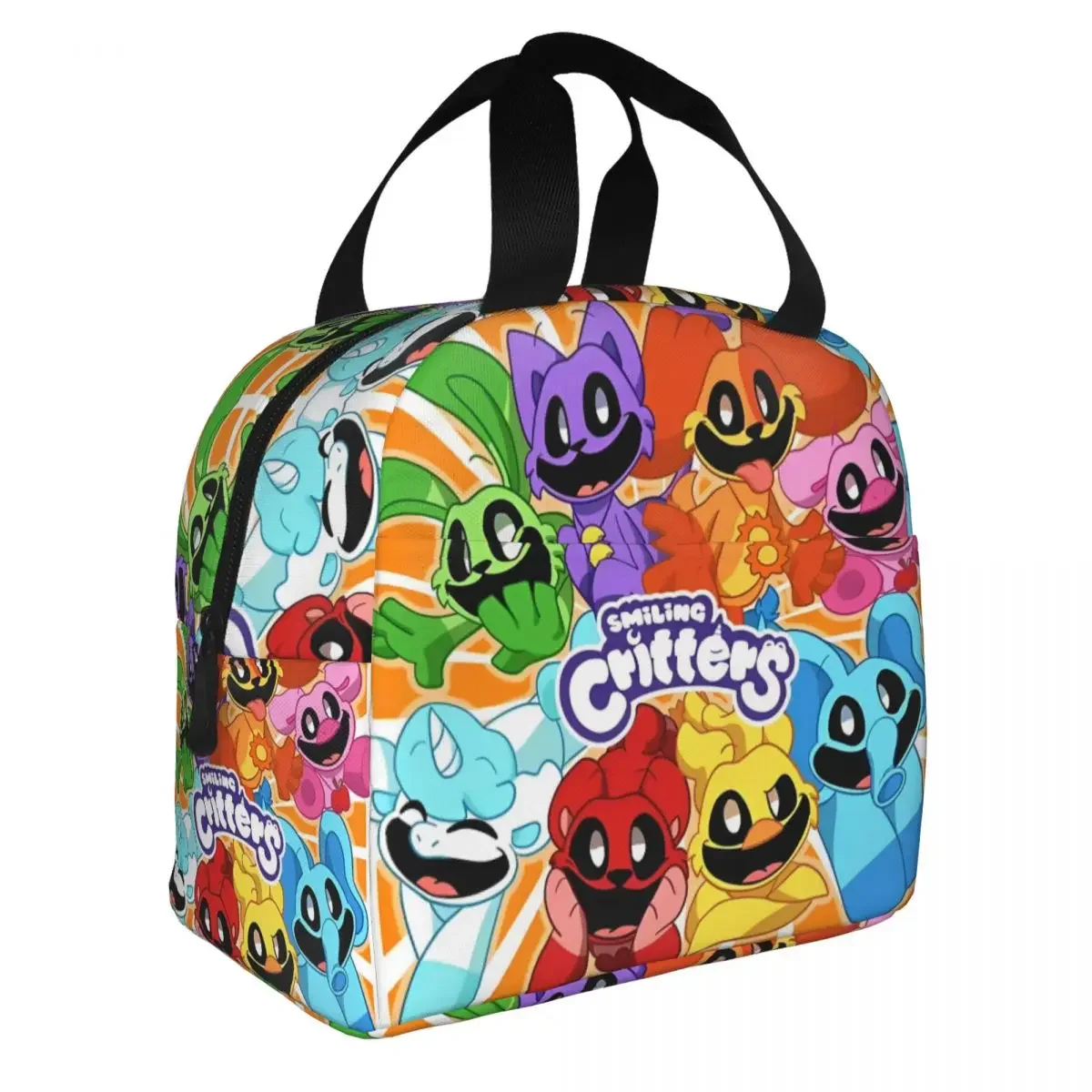 Smiling Critter Animal Game Insulated Lunch Bag Leakproof  Reusable Thermal Bag Tote Lunch Box School Picnic Food Bag