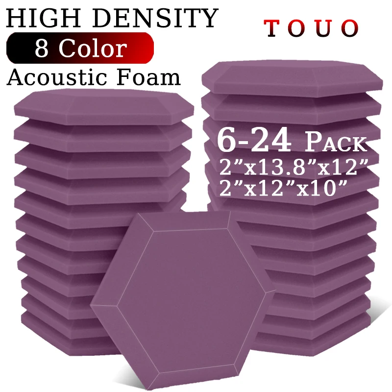 TOUO Hexagon Acoustic Foam 6/12/24 Pcs Home Studio Soundproof Foam High Density Sound Absorbing Material Home Decoration