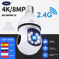 8MP 4K WiFi Indoor Security Camera Spotlight E27 Bulb Camera Full-Color Night Vision 360 ° Pan Tilt Panoramic Camera CCTV Camera