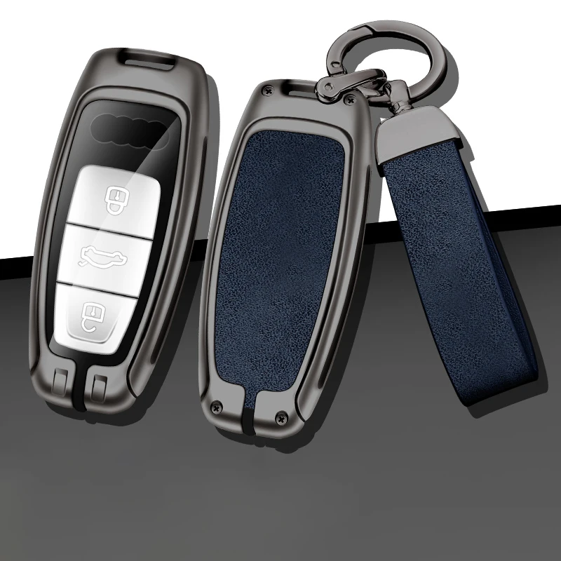 Fashion Zinc Alloy Car Key Case Cover Shell for Audi A3 A4 A5 A7 A6 C8 Q8 Q7 Q5 Q4 Q3 E tron Car Key Cover Automobile Parts