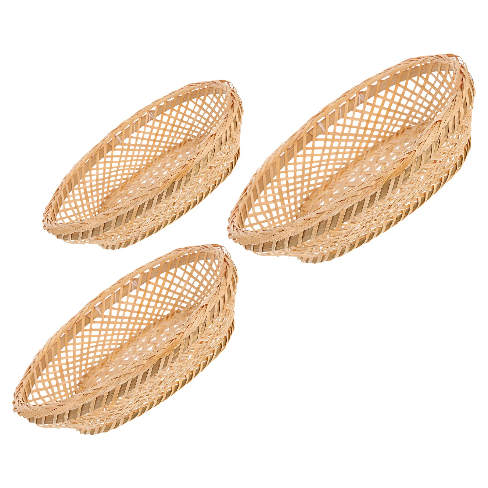

3Pcs Bamboo Woven Storage Basket Kitchen Fruit Holder Multipurpose Household Food Container Woven Food Basket