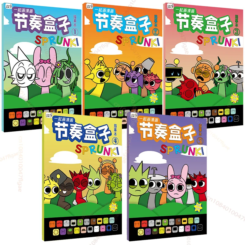 

Anime Cartoon Sprunki Coloring Books Game Tracing Figures Kids Coloring Drawings Stationery Books Creative Stick Figures Gift