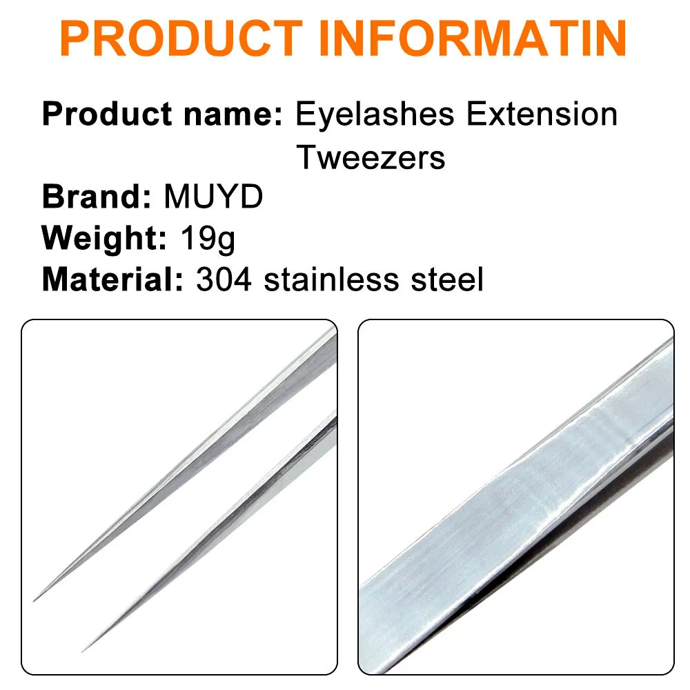 Premium Quality Eyelash Extension Tweezers Makeup Tools Stainless Steel Non-magnetic Volume FakeLashes Supplies Accurate