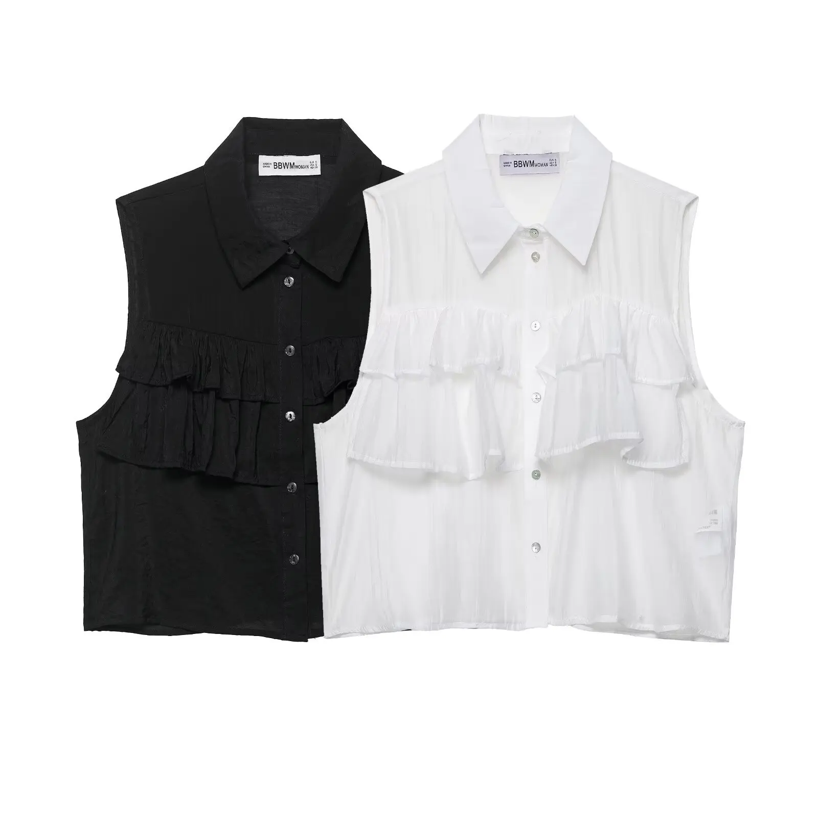 

European And American Women's Fashion Decorative Semi-Transparent Layered Vest Top Selling Item