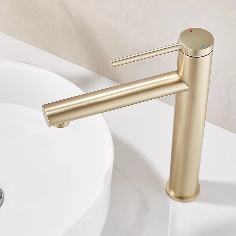 

Tuqiu Brushed Gold Bathroom Faucet Brass Basin Faucet Sink Faucet Cold & Hot Water Faucet Sink Tap Black Lavotory Faucet Tap