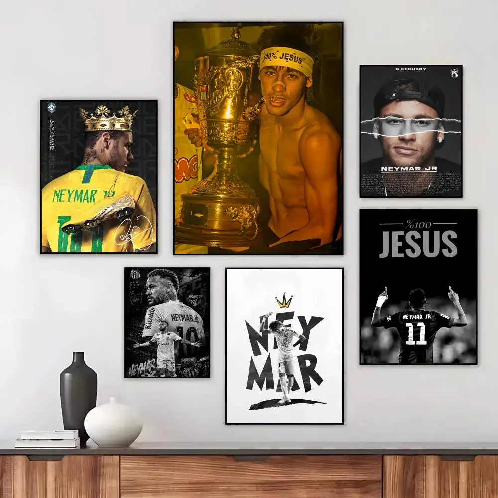 Sports Star N_Neymars Poster Wall Art Printed Decor Sticker Stylish Home Gift for Living Room Bedroom Corridor Cafe