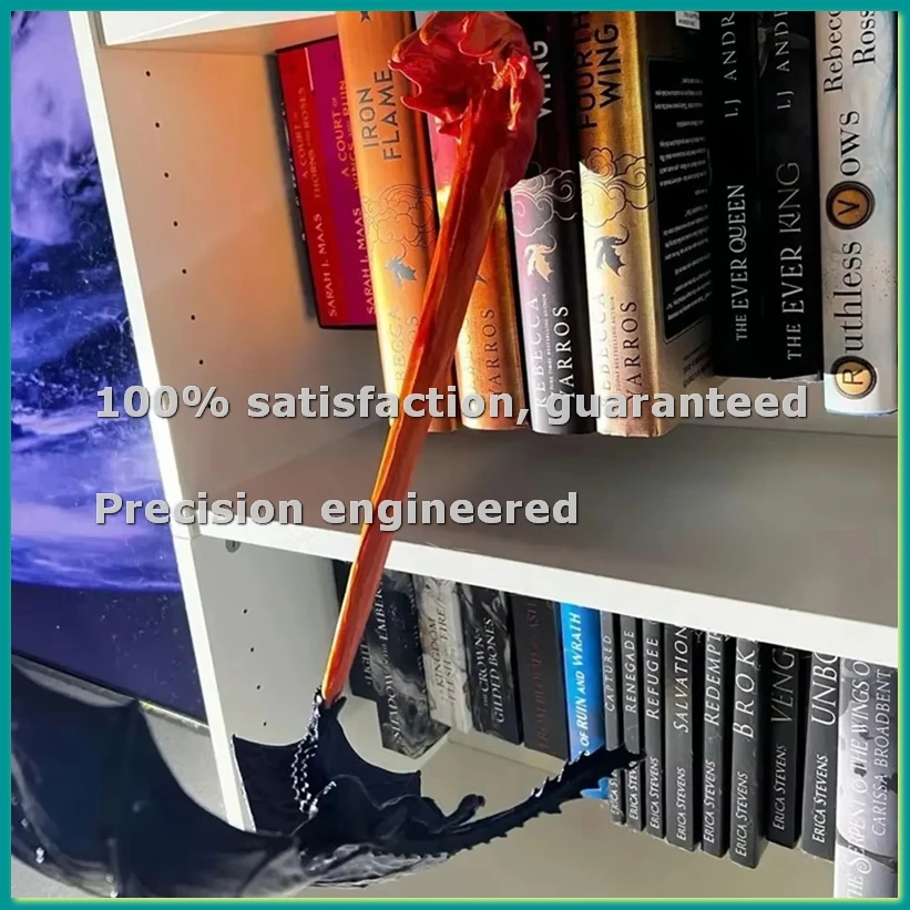 DragonFlame Book Nook Fire-Breathing Dragon Bookshelf Ornament Gothic Bookshelf Fantasy Flying Dragon Sculpture-A46I