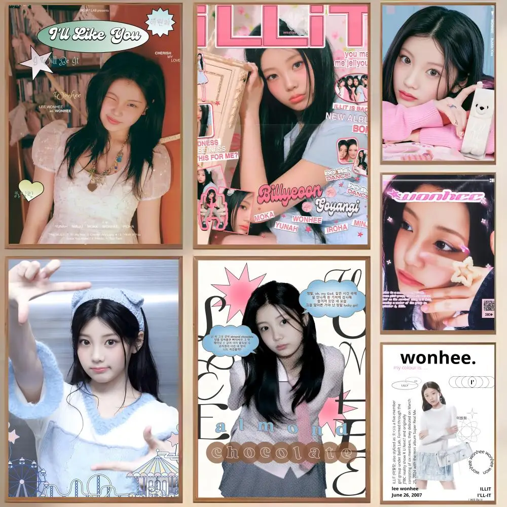 W-Wonhee I-Illit اللوحة الخط شخصية المساحات قماش ملصق جدار جدارية الفن صور لغرفة ديكور المنزل