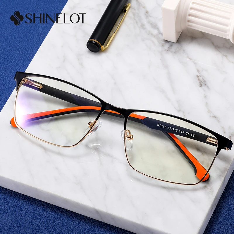 

91317 Metal Rectangle Men Prescription Eyeglasses Frame Intellectual Eyewear Anti-Blue Light Male Glasses Boyfriend Gift