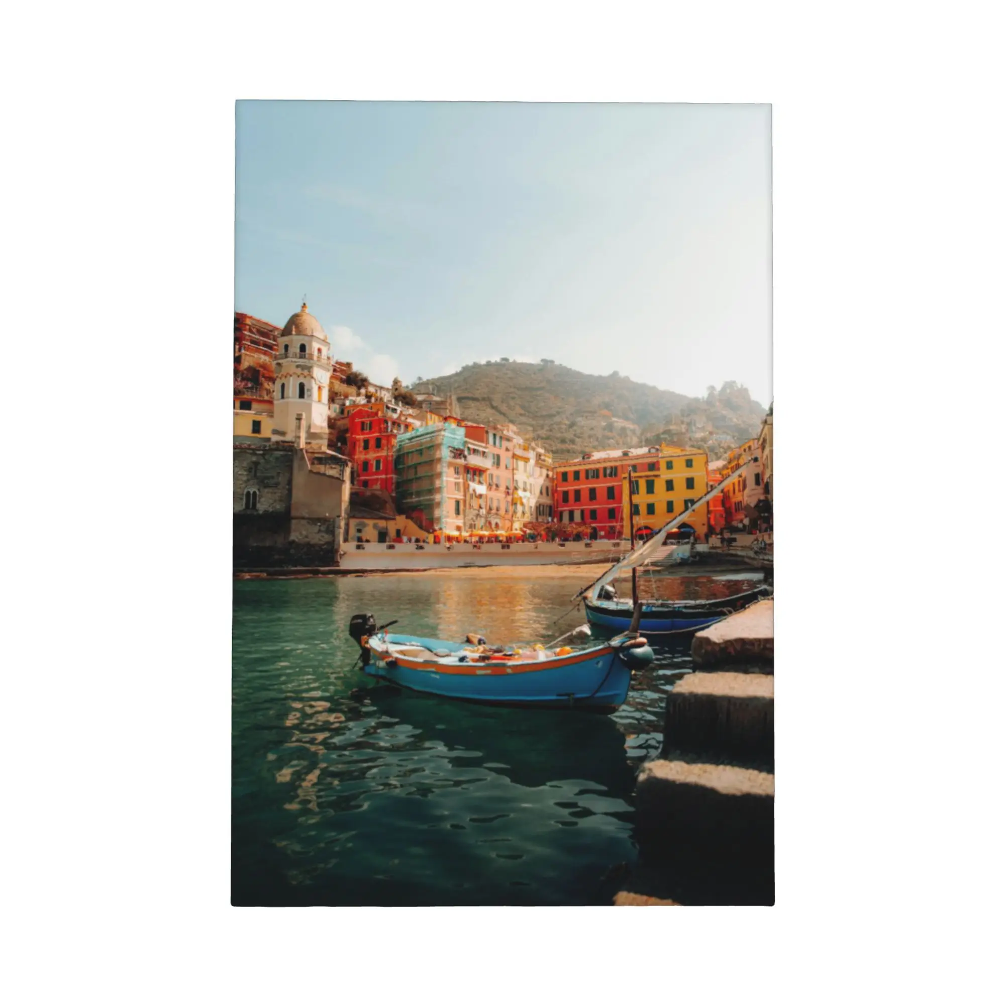 نمط البحر الأبيض المتوسط إيطاليا سينك تيري القرية الساحلية المشهد خليج المشهد العائمة مؤطرة قماش ملصق جدار ديكور