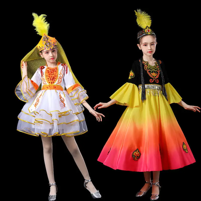 

Children's Xinjiang dance costumes, girls' Uyghur performance costumes, children's ethnic minorities, Kazakhs