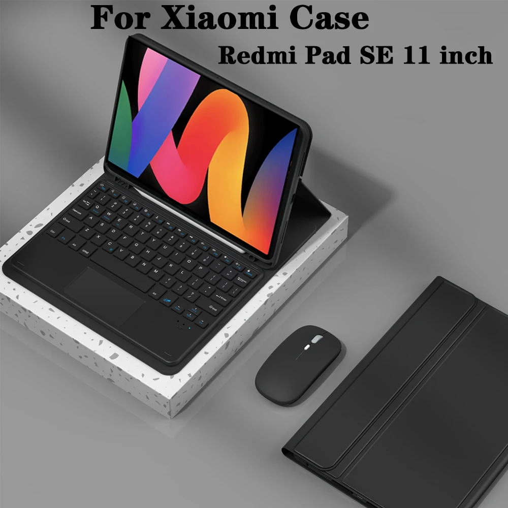 

Чехол с клавиатурой для Redmi Pad SE 11 дюймов, чехол для планшета Xiaomi Redmi Pad SE 11 дюймов с держателем для карандашей и клавиатурой Bluetooth