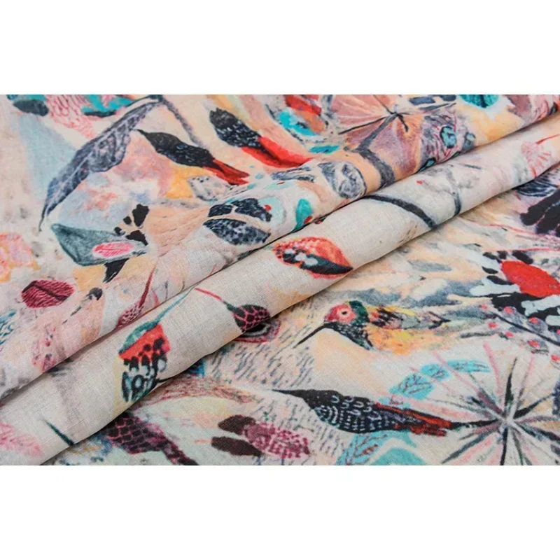 

Ramie Cotton Linen Blend, Retro Style Print, Skin-Friendly for Women's DIY Dresses, Pants, Beach Wear, Spring Summer Sewing2026