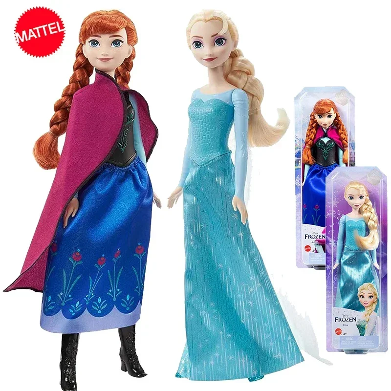 Original Mattel Elsa Anna Sisters Doll Fashion Signature Look Blonde/Red Hair Princess Dress Toys for Girls Movie Character Gift