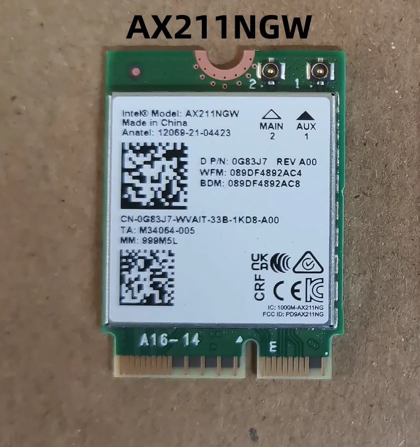 AX211NGW Original For Intel AX211 Wireless Network Card WIFI6E Bluetooth 5.3 G83J7 0G83J7 Test perfectly