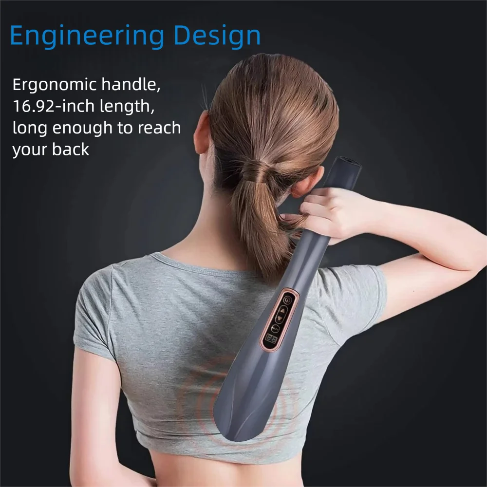 

Беспроводной массажер с различными насадками, имитация акупунктурного массажа, красный свет, ручной массажный стик с регулируемым разминанием