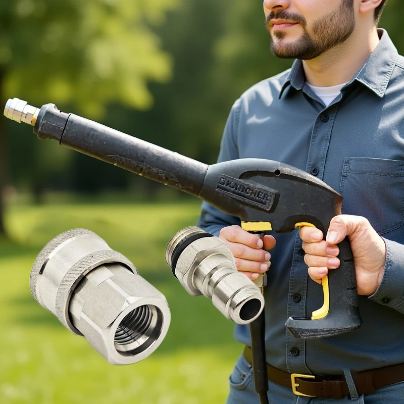 

Адаптер для мойки высокого давления 3/8, набор быстрых разъемов, быстрый разъем для шланга для водяного пистолета Karcher, соединение для преобразования с защитой от намотки