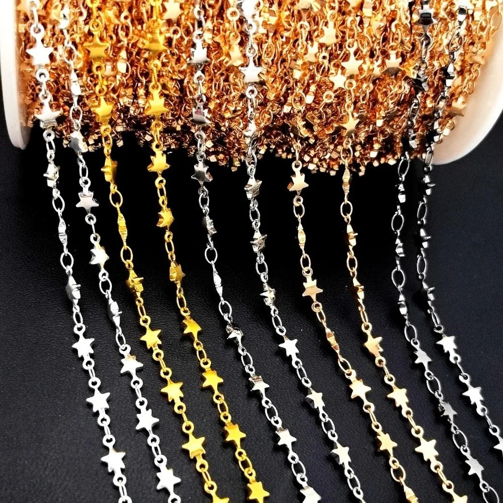 No Fade Copper Chain 1 Meter Length Electroplating Process Star Chain 4/5mm Solid Color Jewelry Making Chain Jewelry DIY Making