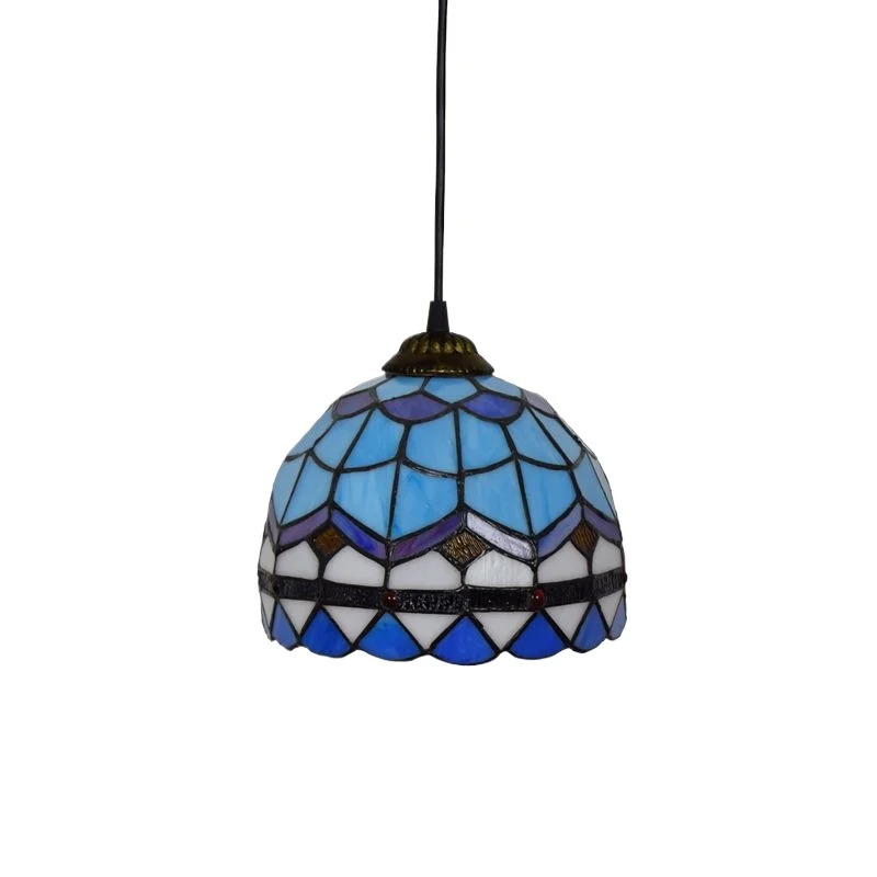

20CM stained glass bar restaurant vintage, Mediterranean blue balcony hallway chandelier