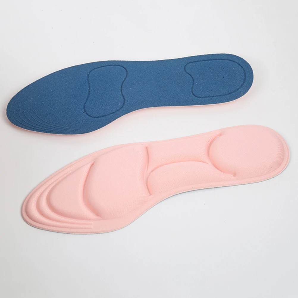 

2 Pairs 5D Sponge Exercise Insoles Shock Absorbing Breathable Massage Insert Pads Cushioning Comfort Walking Standing Pink