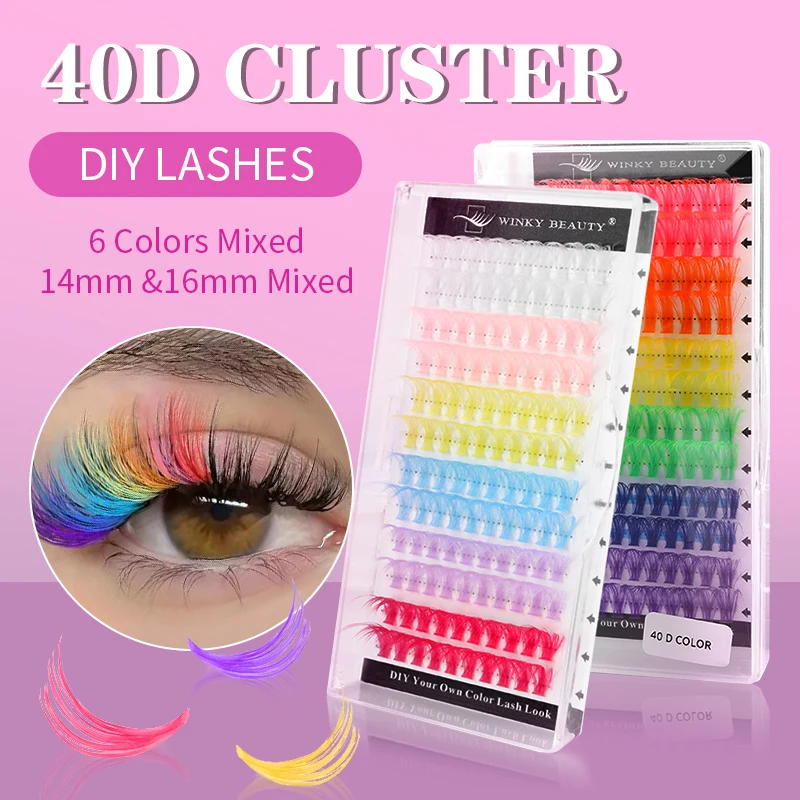 winky beauty Colorful 120pcs Cluster Lashes 40D Segmented Beam Natural D Curl Individual Mink Eyelashes Makeup Supplies at home